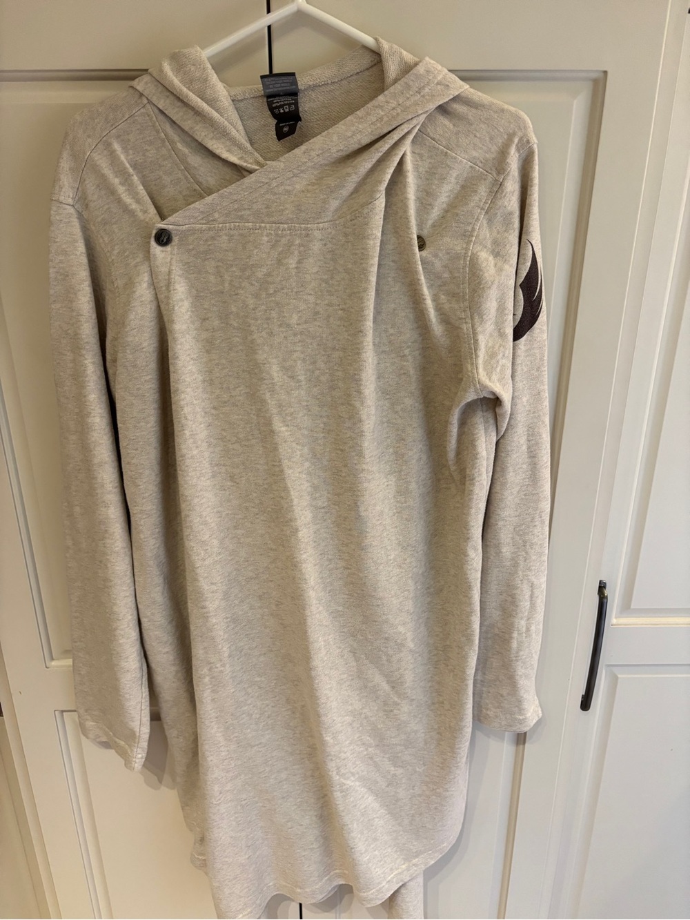 Light Gray Hooded Star Wars. Women’s Sweater with Asymmetrical Button Detail